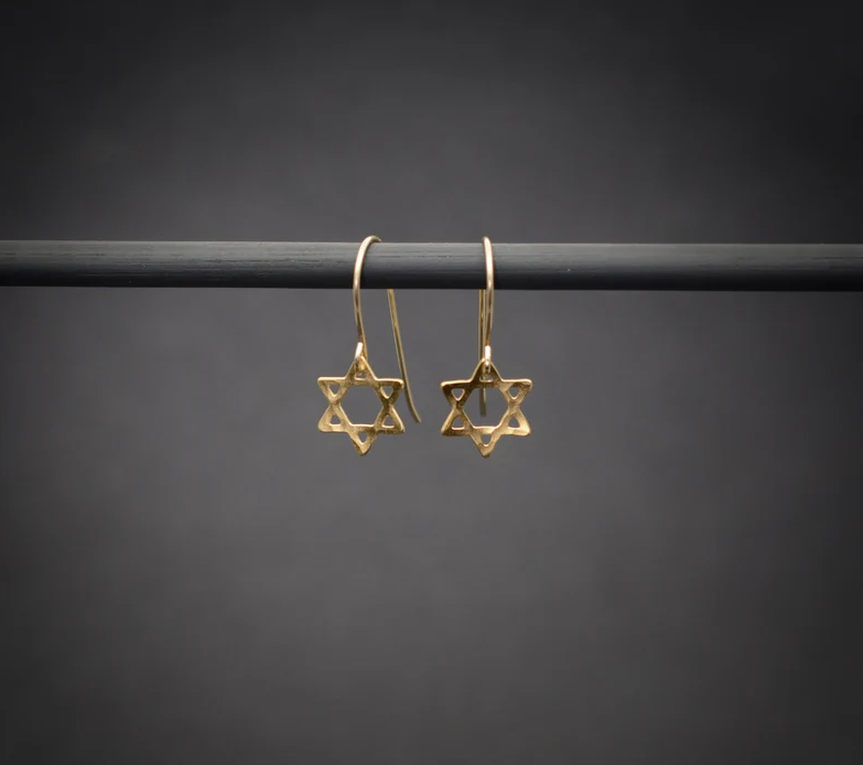 Dainty Star of David Drop Earrings-0
