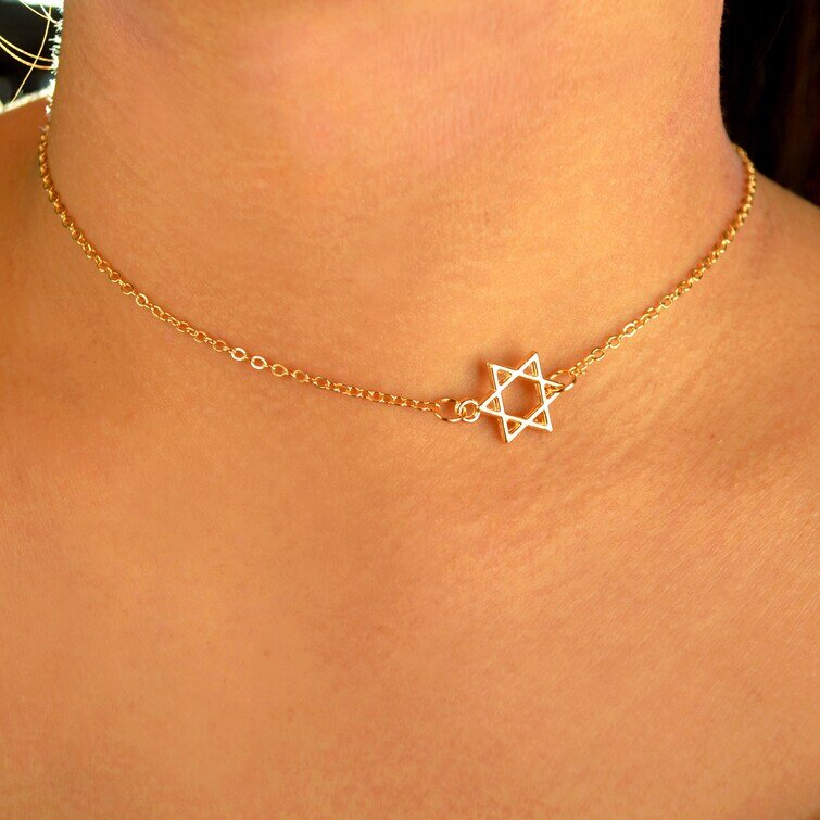 Sideways Star of David Necklace in 18k Gold Filled-4