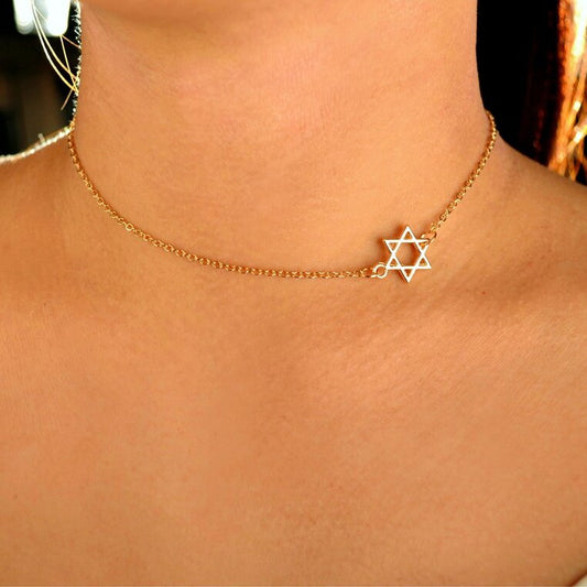 Sideways Star of David Necklace in 18k Gold Filled-0