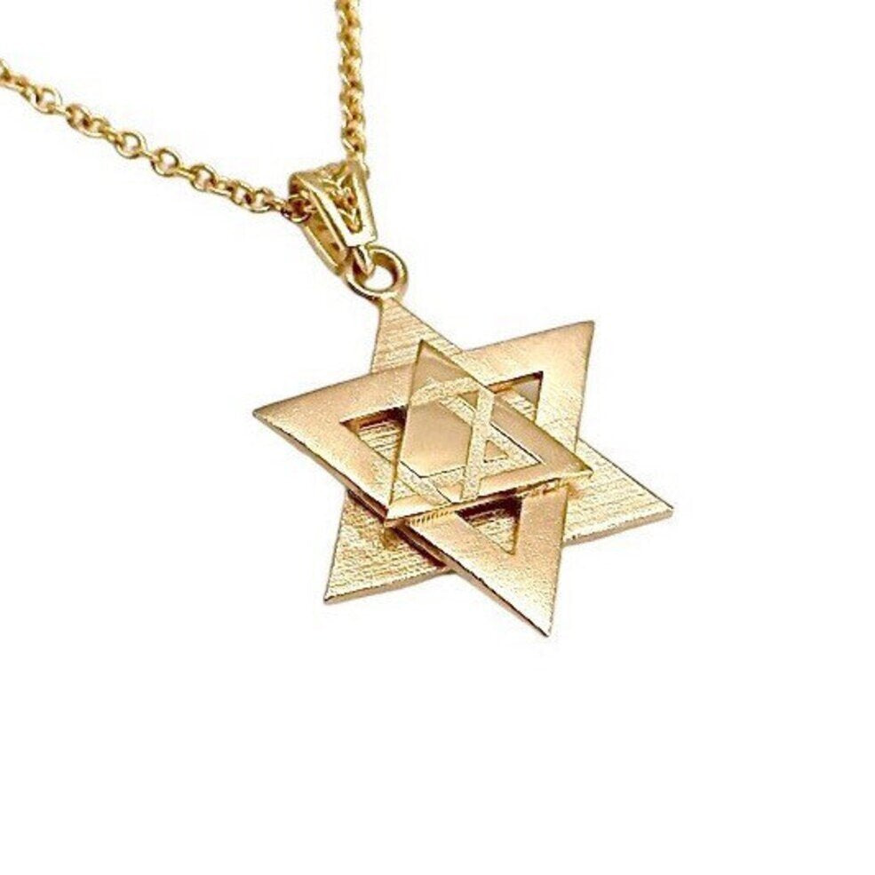 18K Gold Dipped Star of David 3 Layer Necklace-3