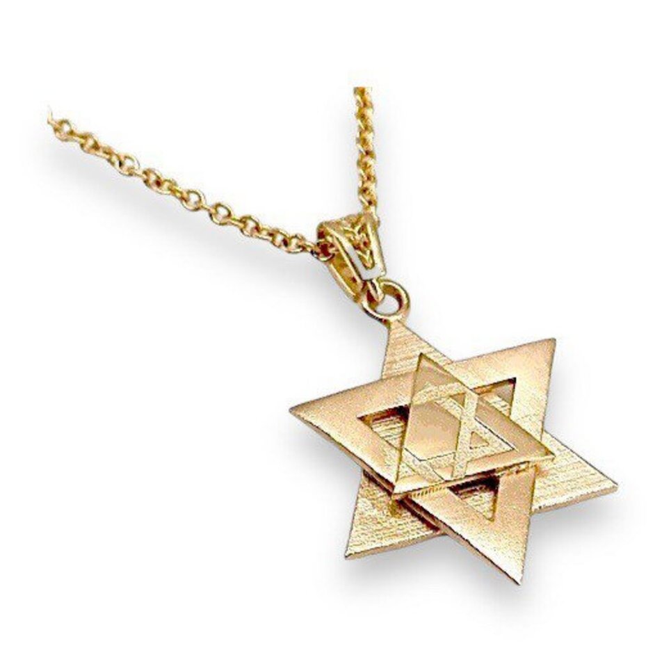 18K Gold Dipped Star of David 3 Layer Necklace-4