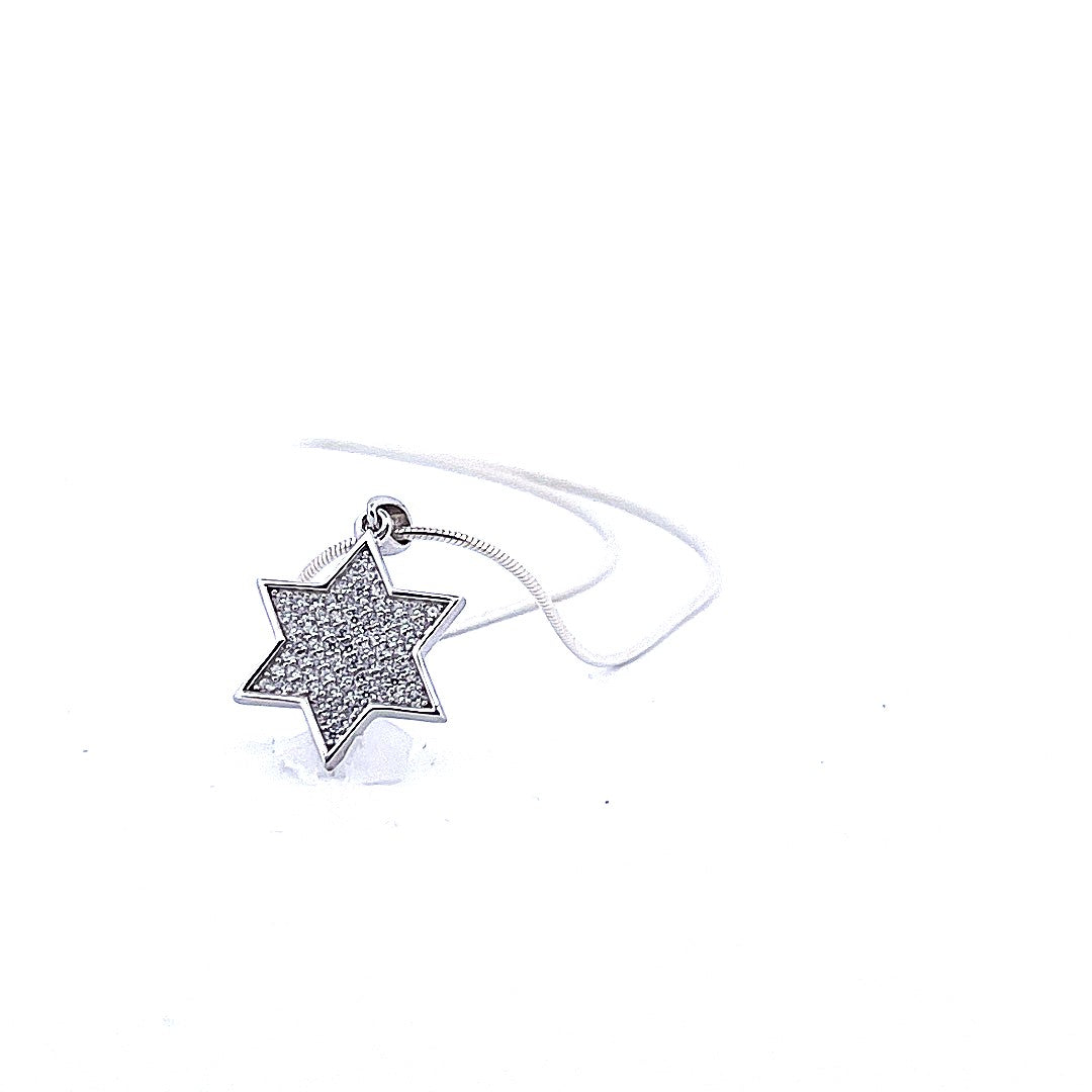 925 Sterling Silver Framed Star of David Necklace with Moissanite-3