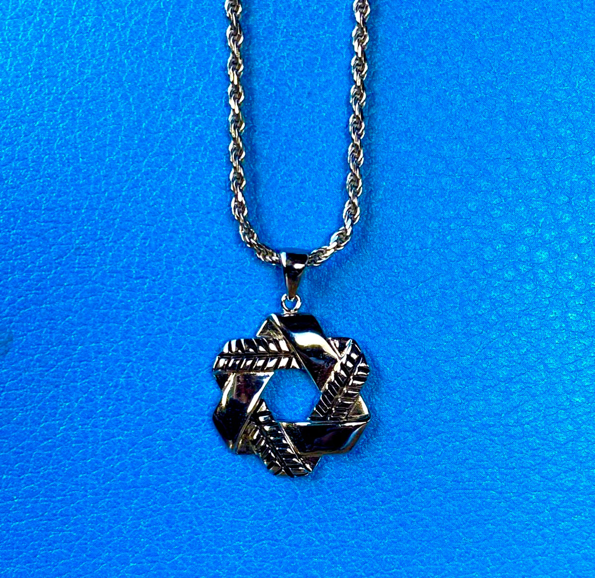 Stitched Star of David Necklace - 925 Sterling Silver-0