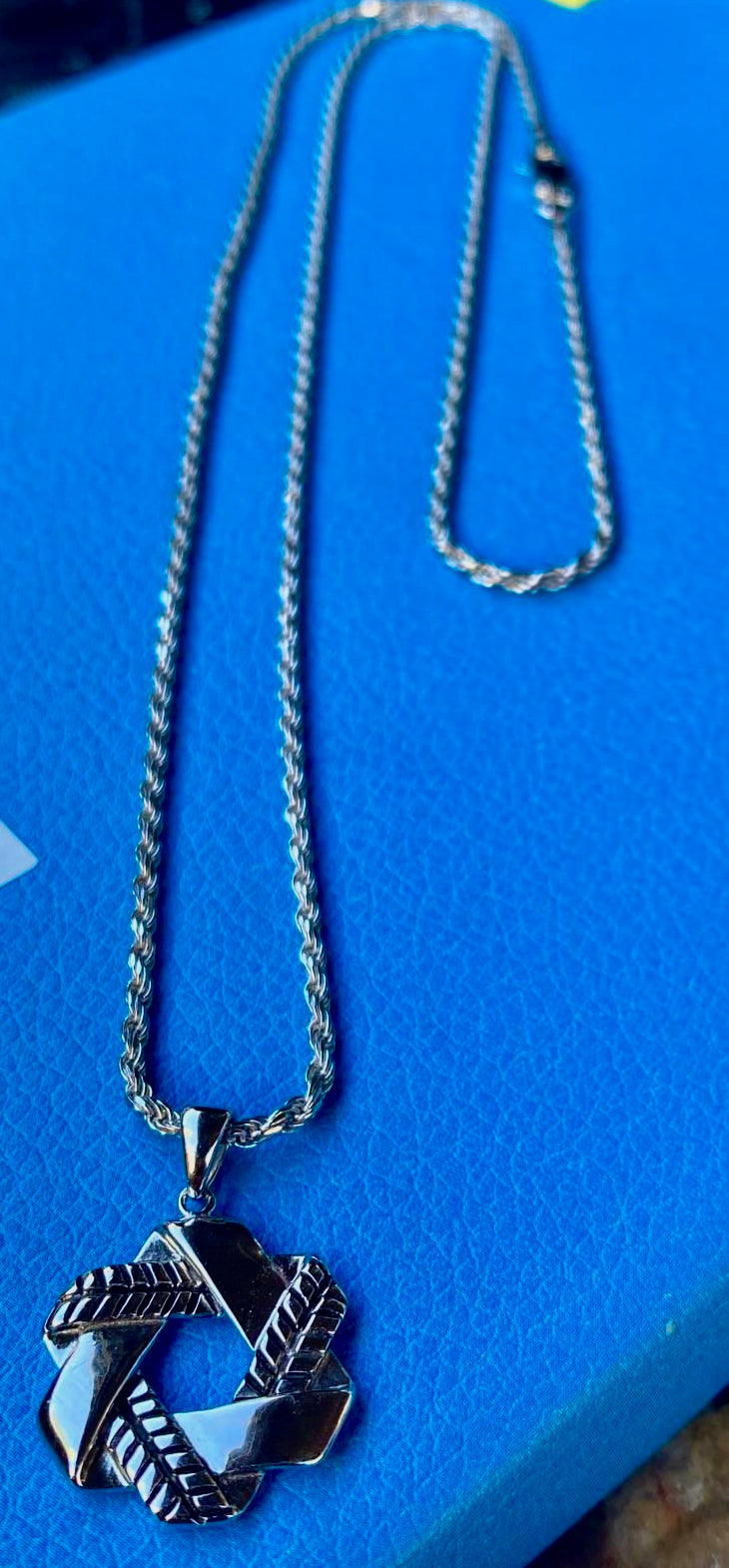 Stitched Star of David Necklace - 925 Sterling Silver-1
