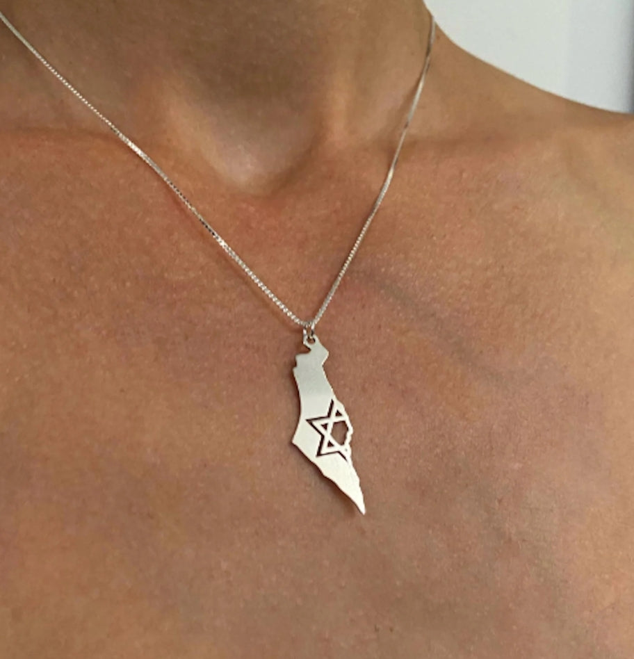 Minimalist Map of Israel Pendant Necklace-1