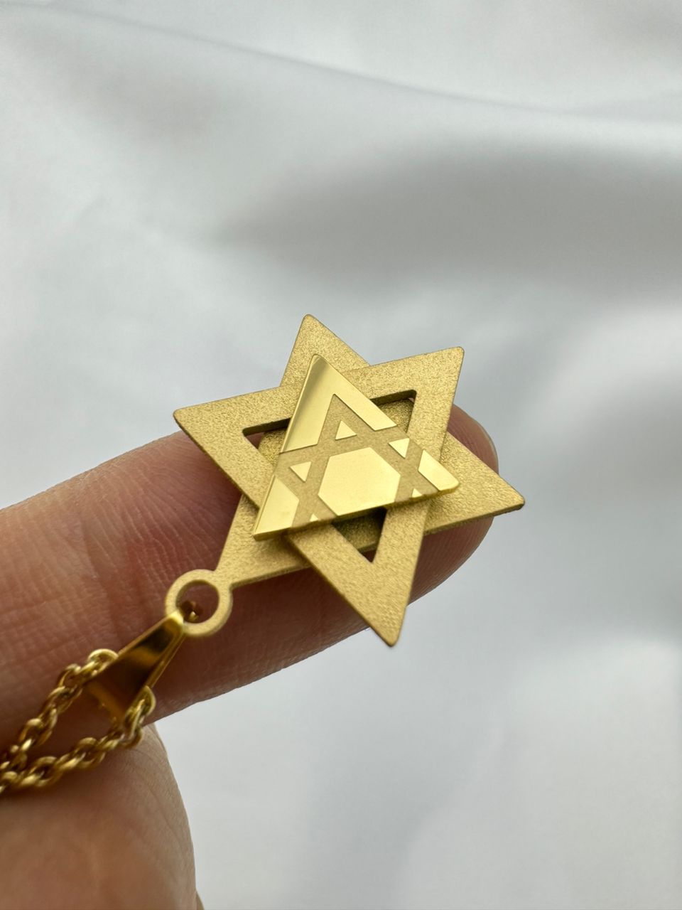 18K Gold Dipped Star of David 3 Layer Necklace-1