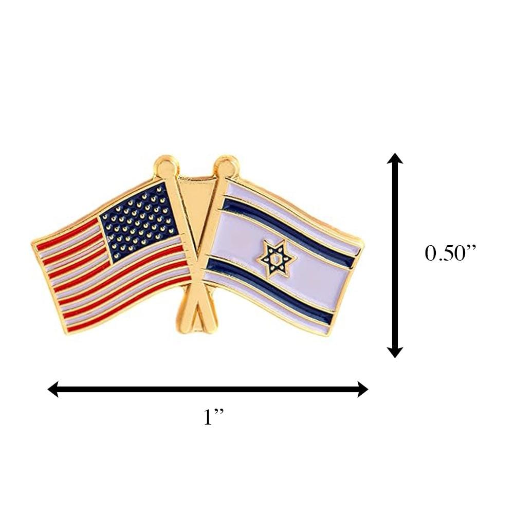 Unlit United States of America and Israel Flags Patriotic Enamel Body Lapel Pin-3