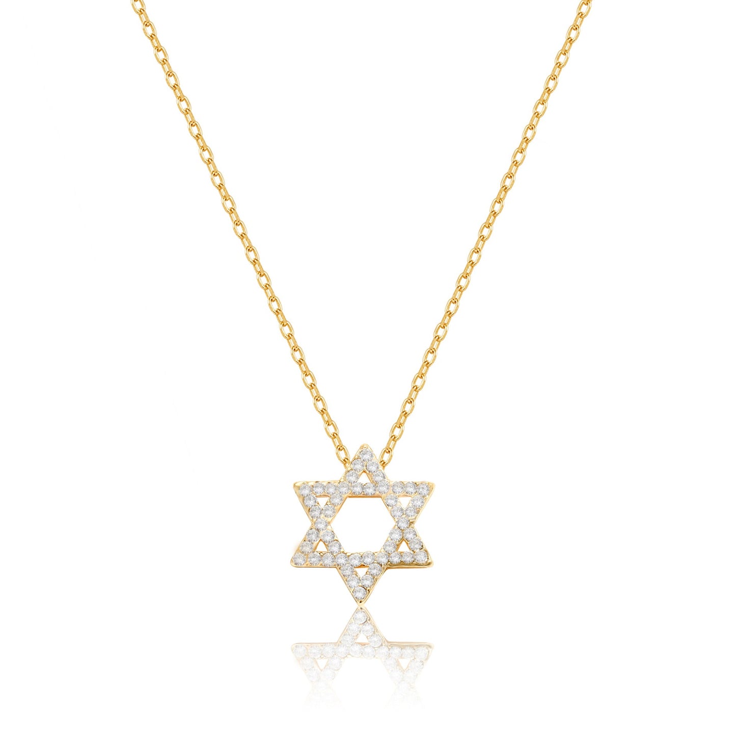 18K Gold Plated Star of David Necklace with Crystals-2