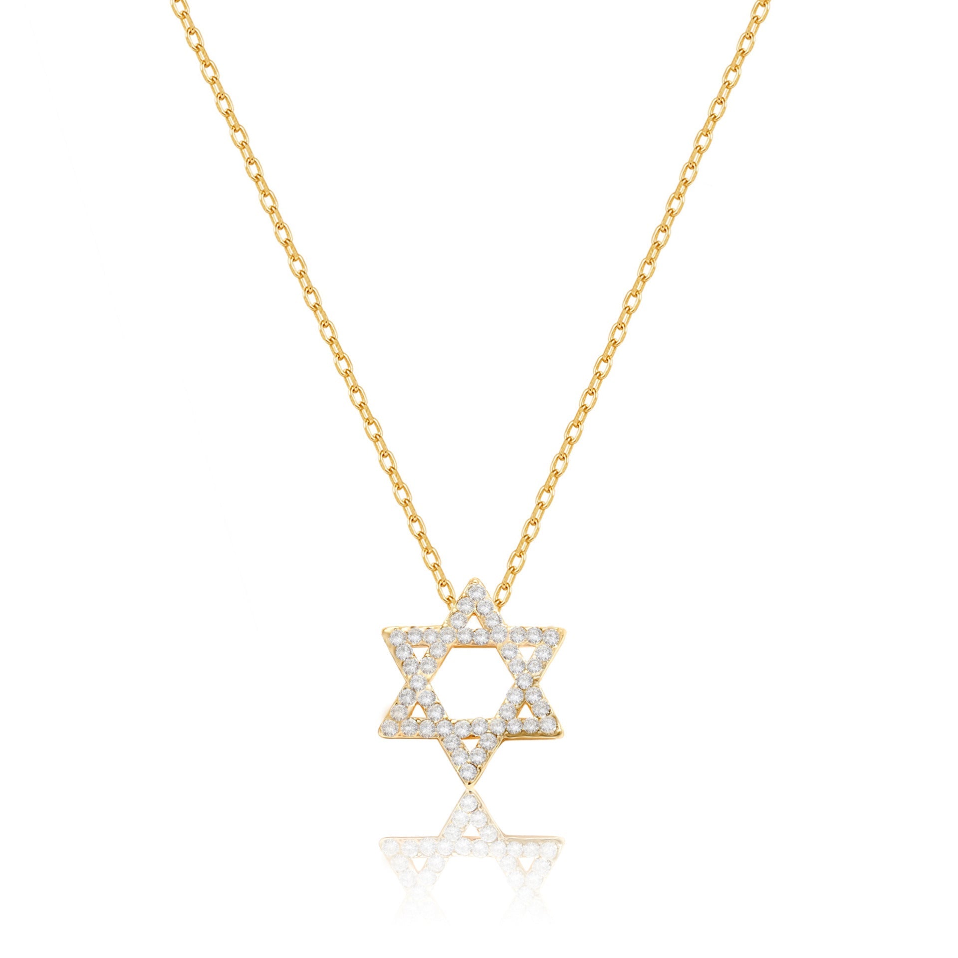 18K Gold Plated Star of David Necklace with Crystals-2