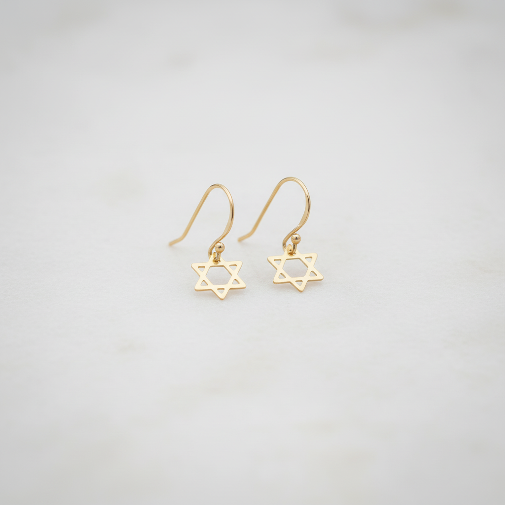 Dainty Star of David Drop Earrings