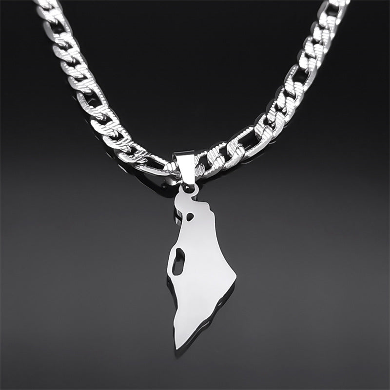 Israel Map Necklace with Hebrew Inscription - "I have no other land"-1