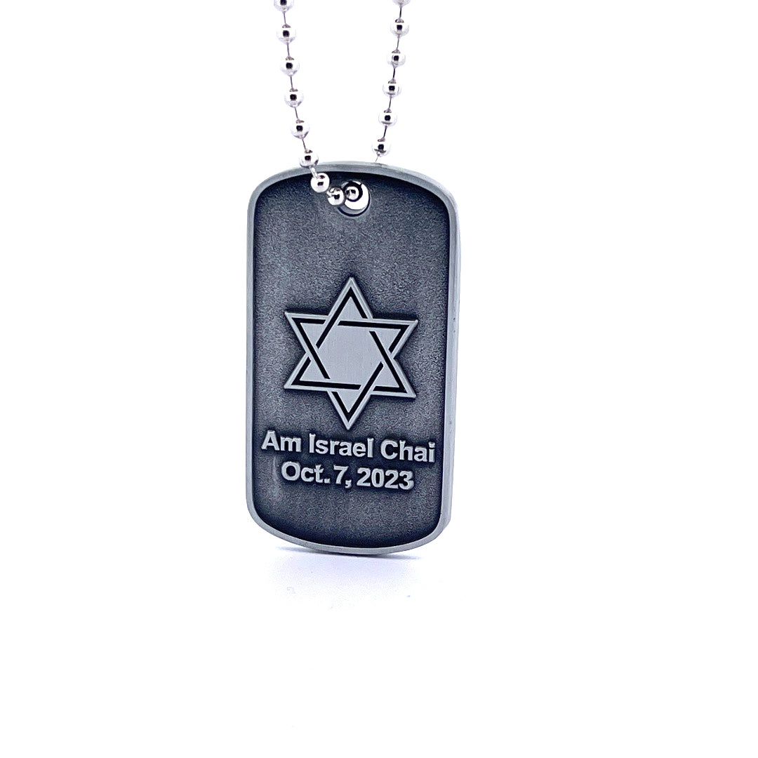 Star of David Military Necklace - Am Israel Chai / Oct 7, 2023-1