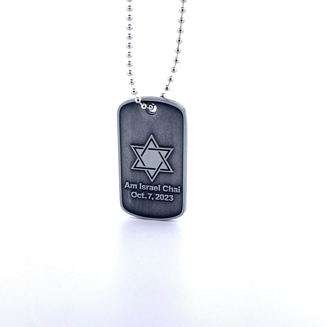 Star of David Military Necklace - Am Israel Chai / Oct 7, 2023-2